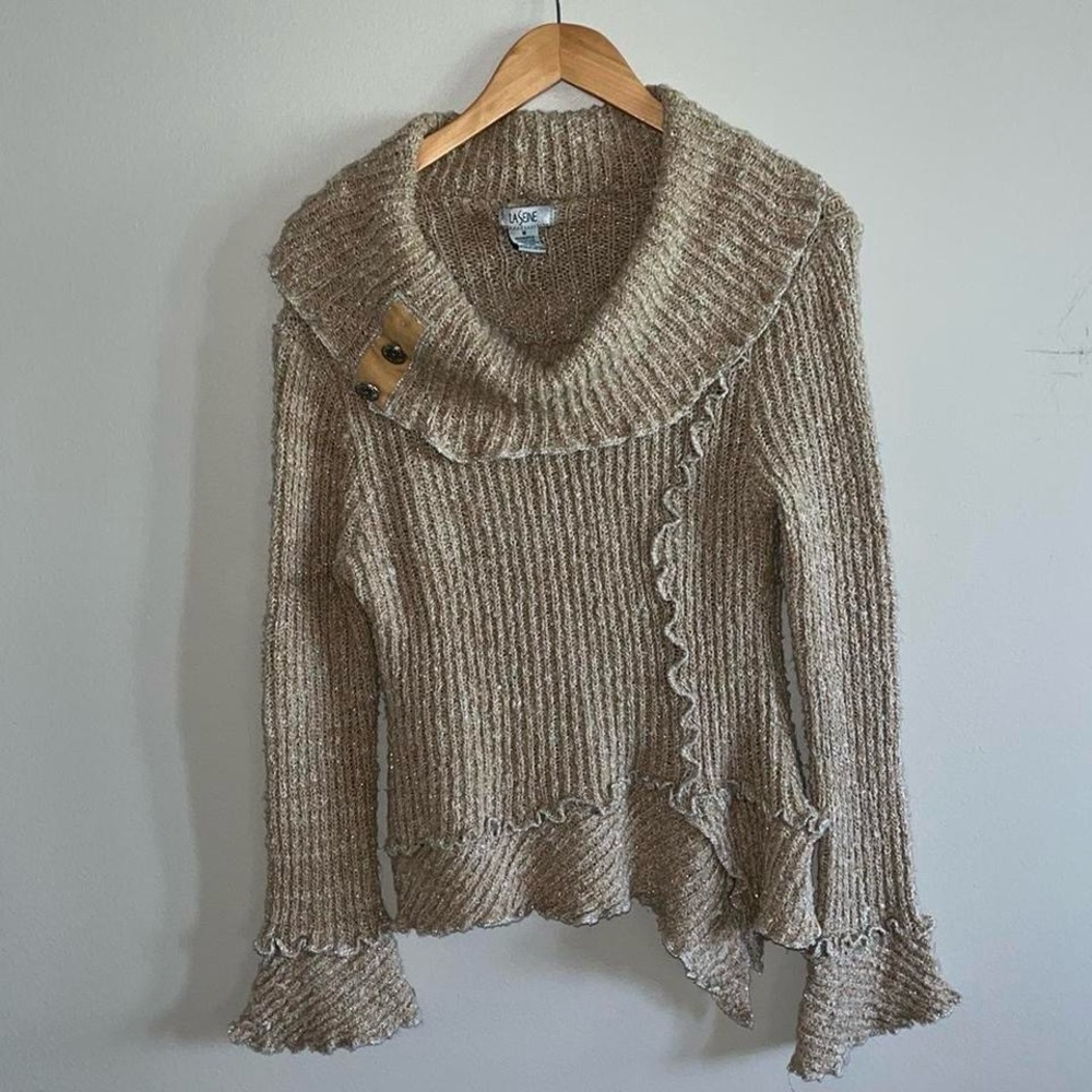 La Seine Y2K Cowl Neck Asymmetrical Sweater
